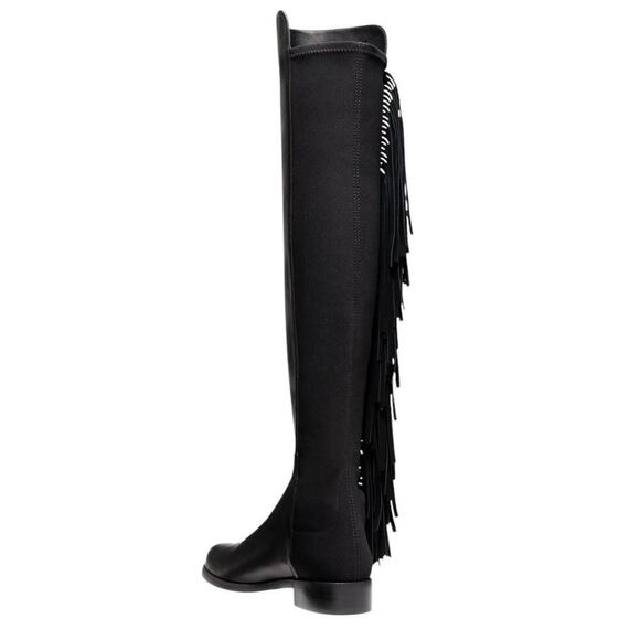 Stuart Weitzman 5050 Fringe Over The Knee Boot In Black Nappa Leather Size 7 - Picture 12 of 16